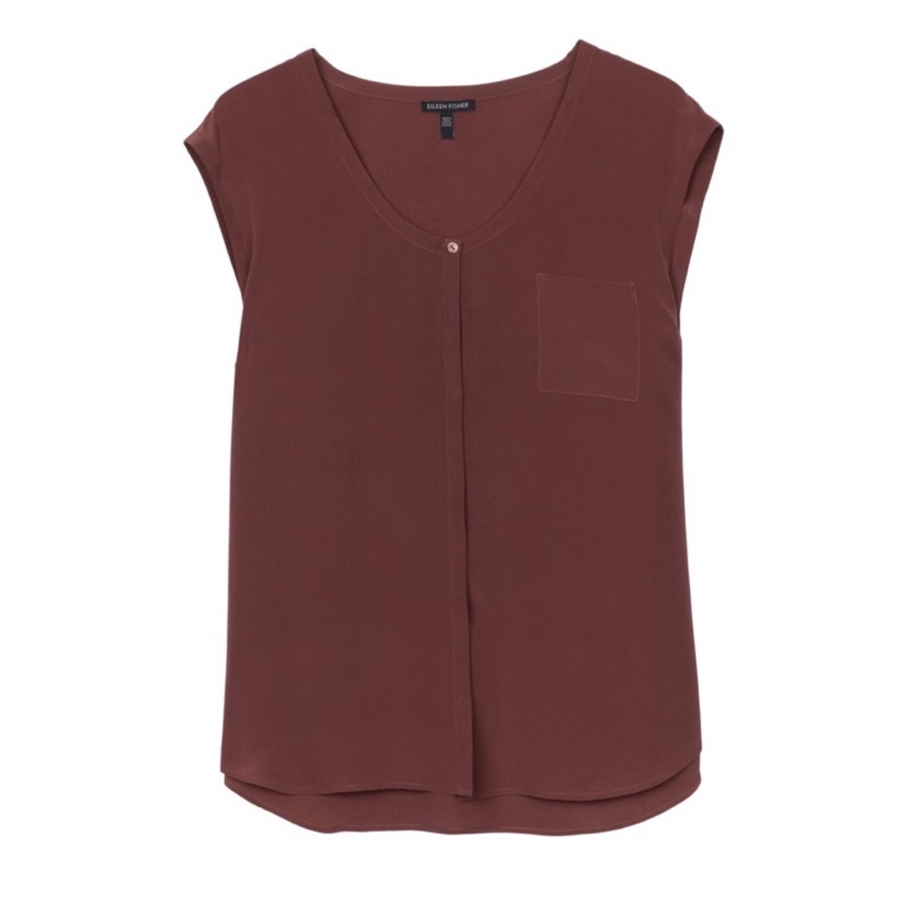 Eileen Fisher Silk Crepe De Chine Blouse